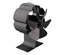 HUSHUI Estufa de Calor con Ventilador, 6 Aspas, Silencioso, Ahorro de Energía para Chimenea, Estufa de Pellets de Gas y Leña, Aleación de Aluminio Negra