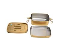 HUSHUI Fiambrera de Acero Inoxidable 304 de 1,5 L, Contenedor Elegante de Doble Capa para Uso en Oficina y Exteriores, Dorado