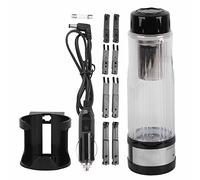 HUSHUI Hervidor Eléctrico de Coche de 12V, 24V, 95W, Taza Calefactora de Viaje para Fideos Instantáneos, té y café, Vidrio de Alto Borosilicato (Negra)