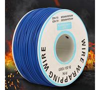 HUSHUI Hilo de Alambre de Cobre único de 30AWG para Pruebas Electrónicas, Alambre de Envoltura Flexible Estañado con Carrete de Plástico, 1 Rollo (Azul)