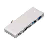 HUSHUI Hub USB C Portátil 5 en 1 Adaptador Multipuerto de Alta Velocidad para MacBooks y Tabletas Aleación de Aluminio (Plata)
