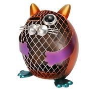 HUSHUI Hucha de Metal con Diseño de Gato, Hucha de Hierro de Malla Coloreada a Mano con Tapón de Goma, para Decoración del Hogar, Sala de Estar, Oficina