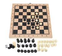 HUSHUI Juego de Ajedrez de Madera 3 en 1, Portátil y Plegable para Diversión Familiar, Adecuado para Mayores de 3 Años, Incluye Damas y Piezas de Backgammon (S)