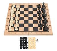HUSHUI Juego de Ajedrez de Madera 3 en 1, Portátil y Plegable para Diversión Familiar, Adecuado para Mayores de 3 Años, Incluye Damas y Piezas de Backgammon (M)
