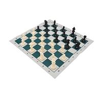 HUSHUI Juego de Ajedrez de Plástico Compacto, Tablero de Ajedrez de Goma Portátil con Bolsa de Almacenamiento, para Mejorar el Pensamiento Lógico y Las Habilidades Sociales