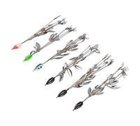 HUSHUI Juego de Aparejos de Paraguas, 6 Piezas con Cuchillas Brillantes para Pesca de Lubina en Agua Dulce y Salada, 8 Cuchillas y 5 Brazos, Construcción de Acero Duradero