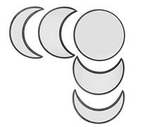 HUSHUI Juego de Espejos de Pared Acrílicos, Ciclo Lunar de 27cm para Decoración de Dormitorio y Sala de Estar, Marco de Madera No Tóxico (Conjunto de Cinco Piezas Negro.)