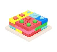 HUSHUI Juego de Juguetes de Clasificación Geométrica de Madera para Niños para Juegos Educativos, 28 Bloques a Juego de Colores Hechos de Haya Ecológica de 5,9"