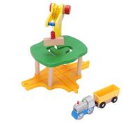 HUSHUI Juego de Juguetes de la Torre de Grúa de Madera, Juego de Juguetes de Grúa de Madera con Diseño de Torre de Simulación para Niños, Adecuado para Niños Que Juegan
