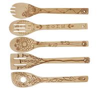 HUSHUI Juego de Utensilios de Cocina de bambú, 5 uds., Diseño Elegante, Pala Ergonómica, Espátula, Cuchara para Amantes de la Cocina, 30x6cm