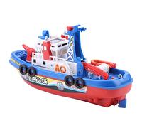 HUSHUI Juguete de Barco de Bomberos para Niños con Luz de Flash y Funciones de Sonido, Modelo de Barco de Pulverización Automática de Agua, Ideal para Jugar en el Baño o en la Piscina, Divertido y