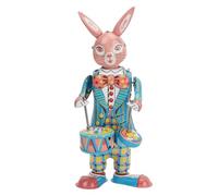 HUSHUI Juguete de Cuerda de Conejo, Juguete de Metal Vintage Que Tamborilea y Balancea para Decoración de Colección de Regalos, 208g