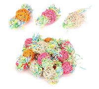 HUSHUI Juguetes para Masticar Pájaros, 20 Piezas de Jaula Colgante de Seda de Papel de Ratán para Loros, con Mezcla Colorida para Atraer Pájaros y Aliviar el Estrés