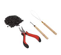 HUSHUI Kit de Herramientas para Extensiones de Cabello, Juego Profesional de 4 Uds de Alicates Duraderos para Bricolaje, Uso Doméstico, Anillos de Silicona, Extensiones de Cabello (4# 200 anillos de