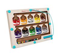 HUSHUI Laberinto Magnético de Números de Colores, Divertido Juguete Educativo para Aprender a Reconocer Colores y Contar Habilidades, Diseño de Madera Duradero (Pequeña)