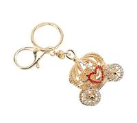 HUSHUI Llavero con Forma de Carruaje de Calabaza, Llavero con Diamantes de Imitación en Forma de Corazón para Mujer con Decoración de Aleación de Zinc, Gran Cumpleaños, Navidad, Día de (Roja)