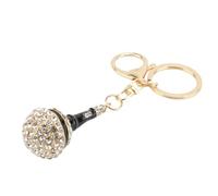 HUSHUI Llavero con Micrófono Colgante Chapado en Oro con Cristales, Elegante Llavero Musical para Amantes de los Regalos, Tamaño de 12,2 Cm
