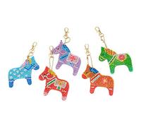HUSHUI Llavero con Pintura de Diamante para Manualidades, Colgante de Caballo de Colores para Manualidades Creativas de Bordado para Todas las Edades