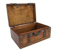 HUSHUI Maleta de Madera Retro con Hardware de Estilo Antiguo, Tronco de Almacenamiento de Madera Vintage para Juguetes de Ropa, Bolso para el Bolso para (Grande)