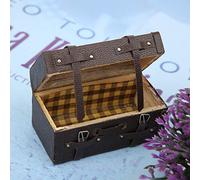 HUSHUI Maleta en Miniatura 1:12, Accesorio Clásico Retro para Casa de Muñecas, Bonito Diseño de Tela y Madera, Incluye 1 Unidad