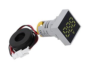 HUSHUI Medidor de Corriente Digital, Mini Amperímetro Digital Preciso con Alto Brillo para Medir Corriente en Uso Doméstico y Exterior, 220 V CA, AD16-22FSA (Amarilla)