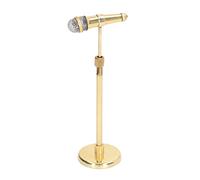 HUSHUI Micrófono en Miniatura, Mini Micrófono Ajustable Modelo Instrumento Musical con Caja de Almacenamiento para Figuras Accesorios de Casa de Muñecas Decoración del Hogar (Oro)