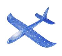 HUSHUI Mini Avión Planeador Volador, Juguete con Luces Brillantes para Juegos Nocturnos, Avión de Lanzamiento Manual EPP para Niños y Adolescentes (Azul)