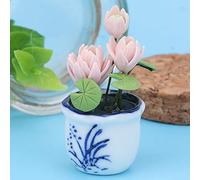 HUSHUI Mini Casa de Muñecas, Modelo de Flor de Loto, Decoración Floral para el Hogar a Escala 1/6 1/12, Madera, Diseño Atractivo y Elegante, 5x2,5x2,5 Cm
