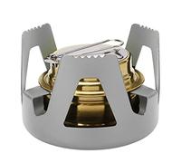 HUSHUI Mini Estufa de Alcohol, Estufa Portátil a Prueba de Viento de Aleación de Aluminio de Latón con Cubierta de Control de Incendios y Pantalla contra el Viento, para Acampar, (Gris)