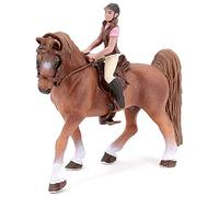 HUSHUI Mini Figura de Caballo Modelo de Juguete, Caballo marrón de simulación en Miniatura con Figura de amazona y Silla de Montar, colección de Figuras de Animales, Juguetes para niños