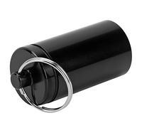 HUSHUI Mini Llavero Porta Medicinas, Pastillero Impermeable de Aleación de Aluminio con Anillo de Sellado de Silicona para Viajes Al Aire Camping (Cilindro de aluminio, negro)