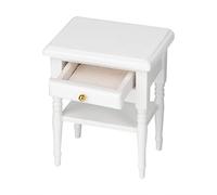 HUSHUI Mini Muebles de Dormitorio Blancos, Mesita de Noche de Juguete, Modelo Elegante, Diseño Compacto para Dormitorio de Muñecas, Hecho de Madera Ecológica, 5,3 * 4,1 * 6,6 Cm