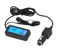 HUSHUI Mini Termómetro, Medidor de Temperatura Digital con Pantalla LCD para Coche Interior Exterior, Función de Retroiluminación Vehículos de 12 V (Azul)