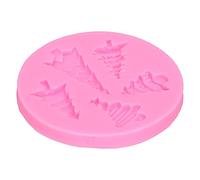 HUSHUI Molde para Fondant de árbol de Navidad, Molde para Hornear de Silicona de Grado Alimenticio para Pasteles, Chocolate, Bricolaje, con Diseño Fácil Reutilizable, para Panadería en (Rosa)
