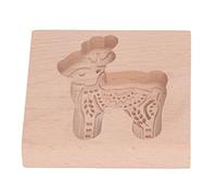 HUSHUI Molde para Galletas de Madera Tallada, Sello de Prensa para Galletas Grabado con Suave para, Magdalenas de Jengibre, Fácil de Almacenar (Cierva)