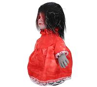 HUSHUI Muñeca Espeluznante con Control de Voz Aterrador, Muñeca Encantada Andante para Fiesta de Halloween, Sonido Espeluznante y Ojos Parpadeantes, Opciones de Cabello Blanco y Negro, 30 X 20 Cm