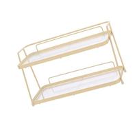 HUSHUI Organizador de Encimera de Baño de 2 Niveles, Estante de Almacenamiento con Soporte para Cosméticos de Diseño Moderno para Baño y Tocador, Metal 19,5 X 34 X 15 Cm (Amarillo Crema)