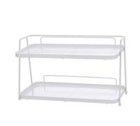 HUSHUI Organizador de Encimera de Baño de 2 Niveles, Estante de Almacenamiento con Soporte para Cosméticos de Diseño Moderno para Baño y Tocador, Metal 19,5 X 34 X 15 Cm (Blanca)