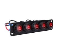 HUSHUI Panel de Interruptor Basculante de 5 Bandas, Aleación de Aluminio Resistente Al Agua, Color Rojo, Duradero, para Coches, Barcos, RV, Remolques, 20A