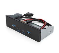 HUSHUI Panel Frontal USB 3.1 Gen2 con Interfaces Type-C y USB 3.0 para Computadoras de Escritorio de Bricolaje - Color Negro