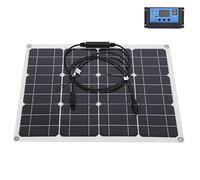 HUSHUI Panel Solar de 40 W Cargador USB Dual Monocristalino de Alta Eficiencia para Actividades Al Aire Libre y Viajes Controlador PWM de 12 V/24 V con Cable de Extensión de 3,3 Pies (10A)