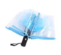 HUSHUI Paraguas Plegable Automático, Elegante Diseño Floral Transparente, Paraguas de Viaje Completamente Automático para Uso Diario, 1 X (Azul)