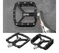 HUSHUI Pedales de Bicicleta de Montaña Reposapiés Duraderos de Aleación de Aluminio para un Ciclismo Cómodo - Ligero Antioxidante 2 Piezas Rojo (Negra)