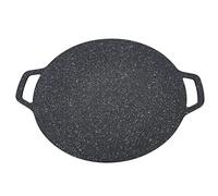 HUSHUI Placa Redonda de Barbacoa de Estilo Coreano, Plancha Antiadherente sin Humo para Parrilla Interior y Exterior, 1 Aluminio (34cm)