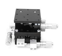 HUSHUI Plataforma de Recorte de Etapa Lineal Manual con Ajuste XYZ de 3 Ejes para Posicionamiento de Precisión en Equipos de Prueba Aleación de Aluminio de 60 X 60 Mm