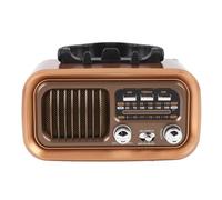 HUSHUI Radio Retro con Altavoz, Radio Portátil Am FM de Corta, Reproducción de Tarjeta de Memoria USB, Batería Recargable, Energía Solar, con Antena Retráctil para Acampar Al Aire (Oro)