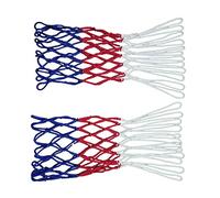 HUSHUI Red de Baloncesto de Repuesto de Poliéster Resistente, 12 Bucles, Redes Impermeables para Jugar Al Aire, Rojo, Blanco, 2 uds.