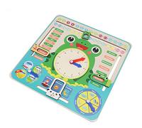 HUSHUI Reloj Calendario Multifuncional Educativo para El Aprendizaje De Los Niños, Acompañamiento De Madera, Juguete De Reconocimiento De La Hora Y El Clima, 30x30x0.8cm