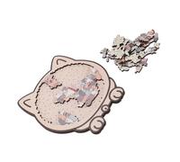 HUSHUI Rompecabezas de Madera en Forma de Gato, Diseño Exquisito para Decoración del Hogar, Madera de Haya con 133 Piezas de Rompecabezas (Color Morandi)