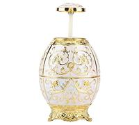 HUSHUI Soporte Automático para Palillos de Dientes con Diseño Floral Vintage para Decoración del Hogar y del Hotel Aleación de Zinc 4*5*10,5 Cm (pegamento blanco hoja de vid dorada)